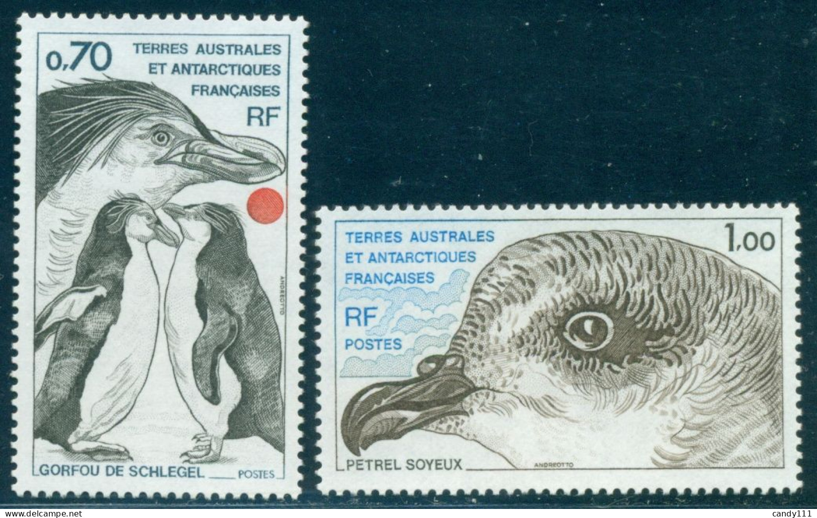 1980 Animals Of The Antarctic,Crested Penguin,Soft-feather Petrel,TAAF,M.136,MNH - Pinguini