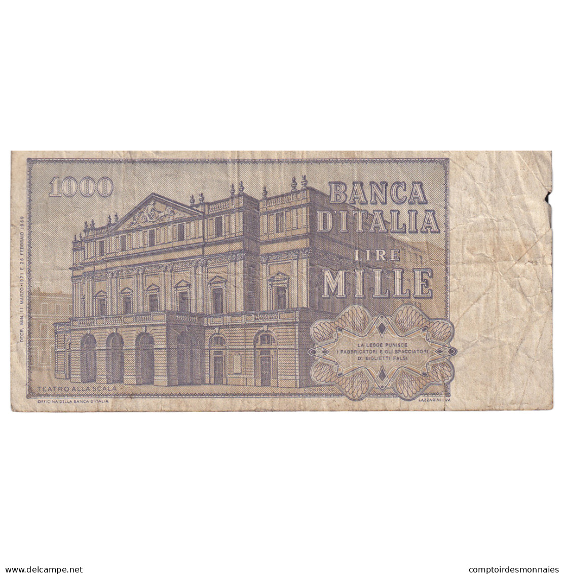 Billet, Italie, 1000 Lire, 1971, 1971-03-11, KM:101b, B - 1000 Lire