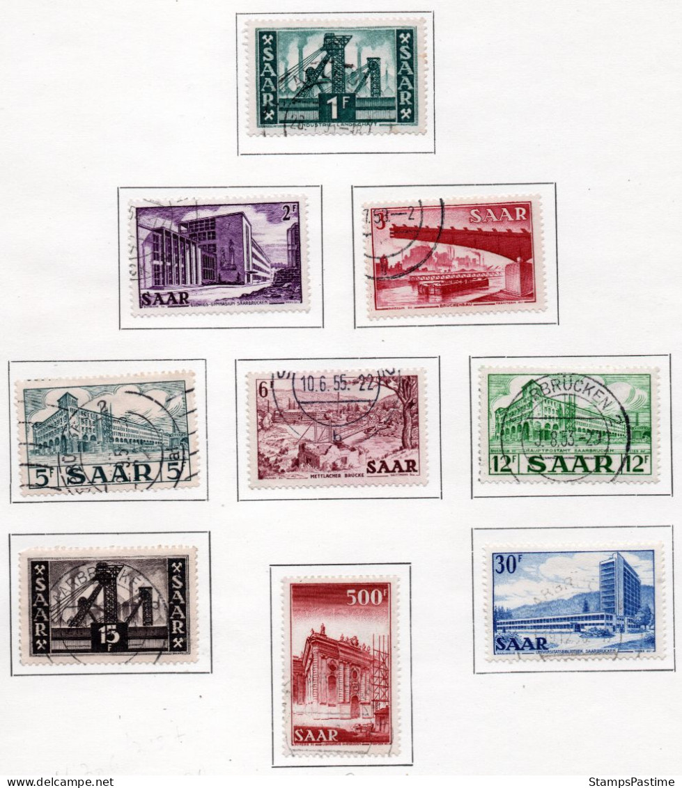 SAAR - SARRE Serie No Completa X 13 Sellos Usados IGLESIA, PUENTE, ETC. Año 1952 – Valorizada En Catálogo € 69,60 - Oblitérés