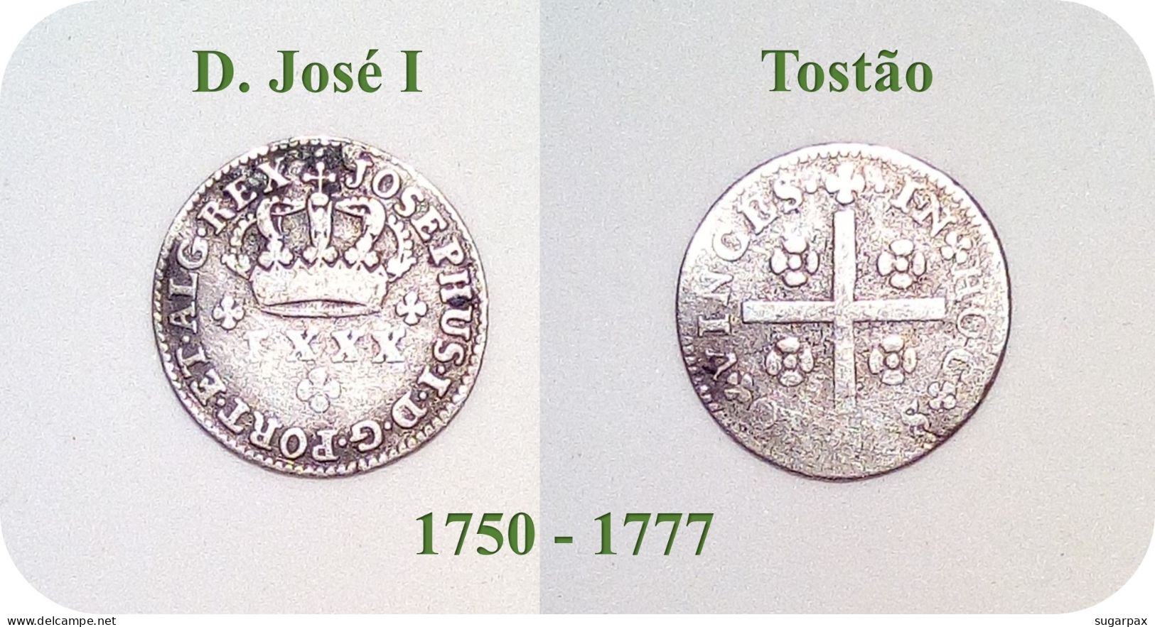 D. José I - Tostão - N/D ( 1750 - 1777 ) - KM # 238.1 - SILVER ( Ag 916,6 ) - A.G. 19.01 - Monarquia Portugal - Portugal