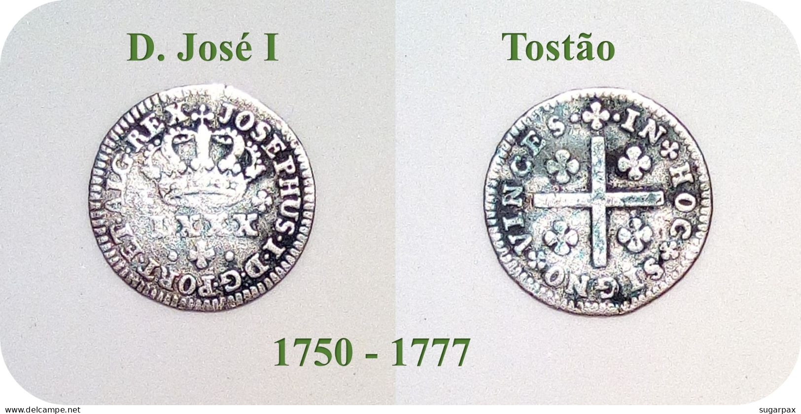 D. José I - Tostão - N/D ( 1750 - 1777 ) - KM # 238.1 - SILVER ( Ag 916,6 ) - A.G. 19.01 - Monarquia Portugal - Portugal