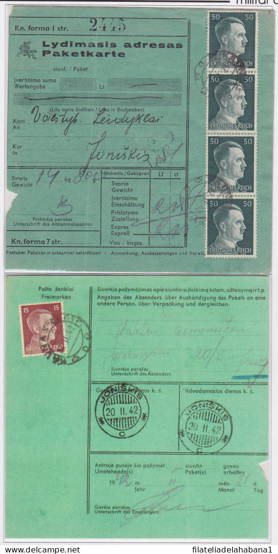 E329 RUSSIA LITHUANIA GERMANY OCCUPATION POSTAL PACKET 1942.    - 1941-43 Occupation: Germany