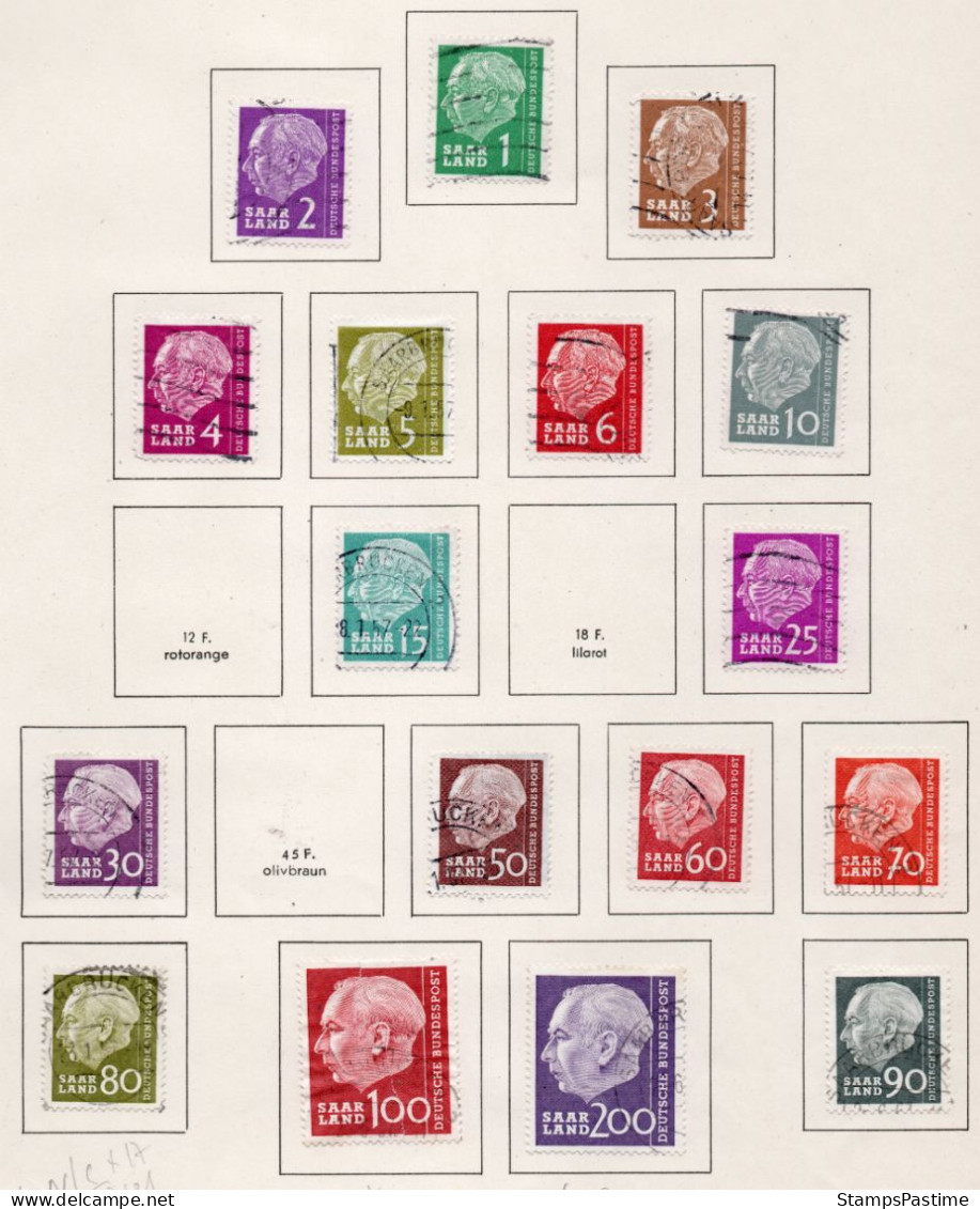 SAAR - SARRE Serie No Completa X 17 Sellos Usados PRESIDENTE HEUSS Años 1956-57 – Valorizada En Catálogo € 50,30 - Oblitérés