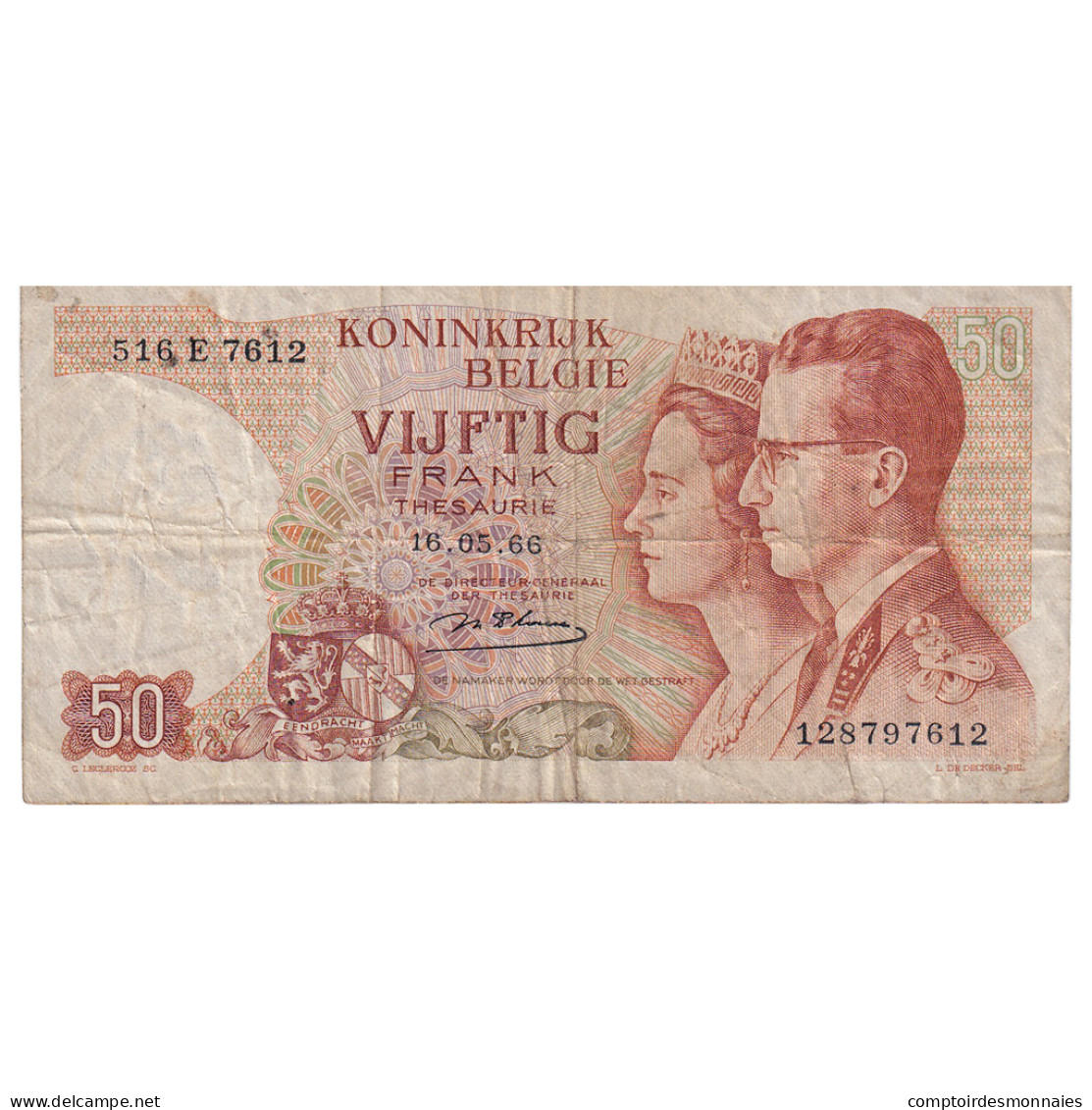 Billet, Belgique, 50 Francs, 1966, 1966-05-16, KM:139, TB - 50 Franchi