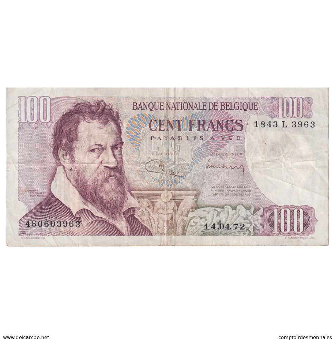 Billet, Belgique, 100 Francs, 1972, 1972-04-14, KM:134b, TB - 100 Francos
