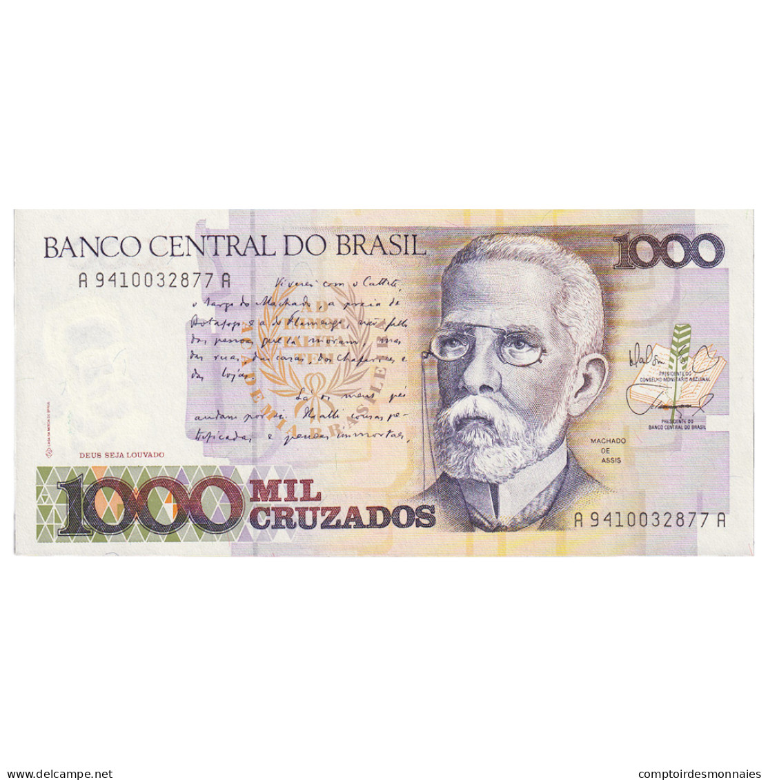 Billet, Brésil, 1000 Cruzados, Undated (1988), KM:213b, NEUF - Brésil