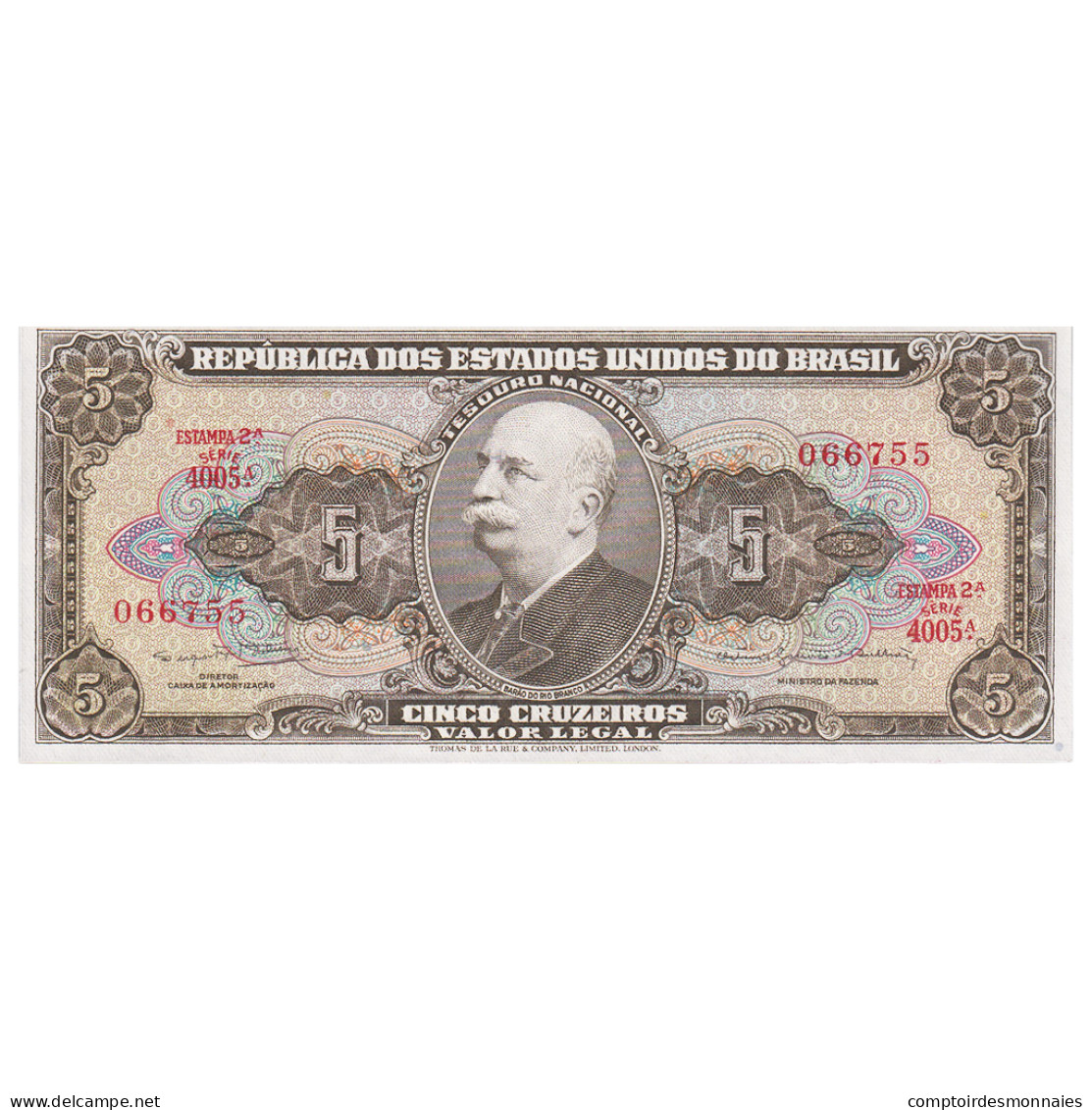 Billet, Brésil, 5 Cruzeiros, 1964, Undated (1964), KM:176c, SPL - Brésil