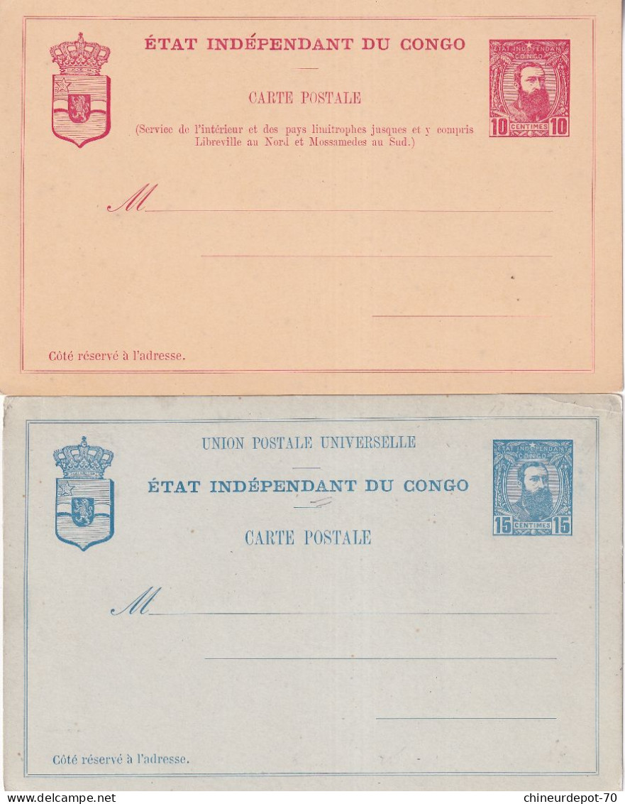 2 Cartes état Indépendant Du Congo - Interi Postali