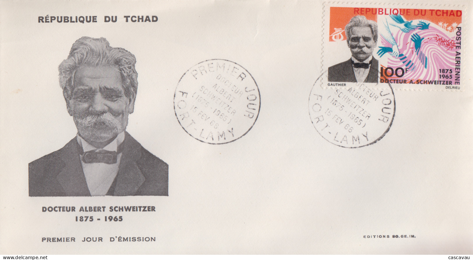 Enveloppe  FDC  1er   Jour    TCHAD    Docteur   Albert   SCHWEITZER    1966 - Albert Schweitzer