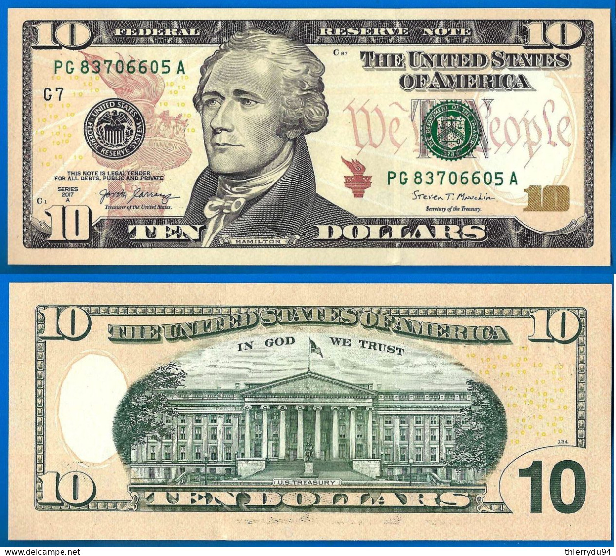USA 10 Dollars 2017 A Neuf UNC Mint Chicago G7 Suffixe A Etats Unis United States Dollar Paypal Bitcoin - Bilglietti Della Riserva Federale (1928-...)