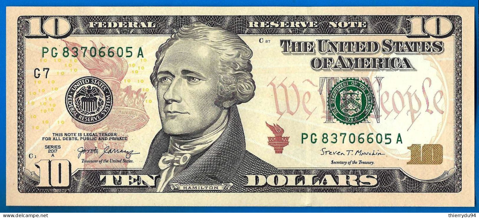 USA 10 Dollars 2017 A Neuf UNC Mint Chicago G7 Suffixe A Etats Unis United States Dollar Paypal Bitcoin - Federal Reserve (1928-...)