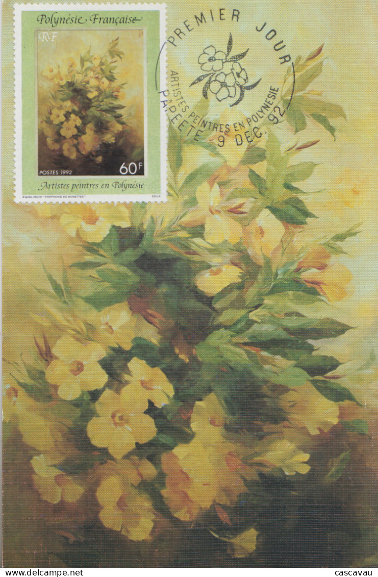 Carte  Maximum  1er  Jour   POLYNESIE      Peintres  En   Polynésie    1992 - Maximum Cards