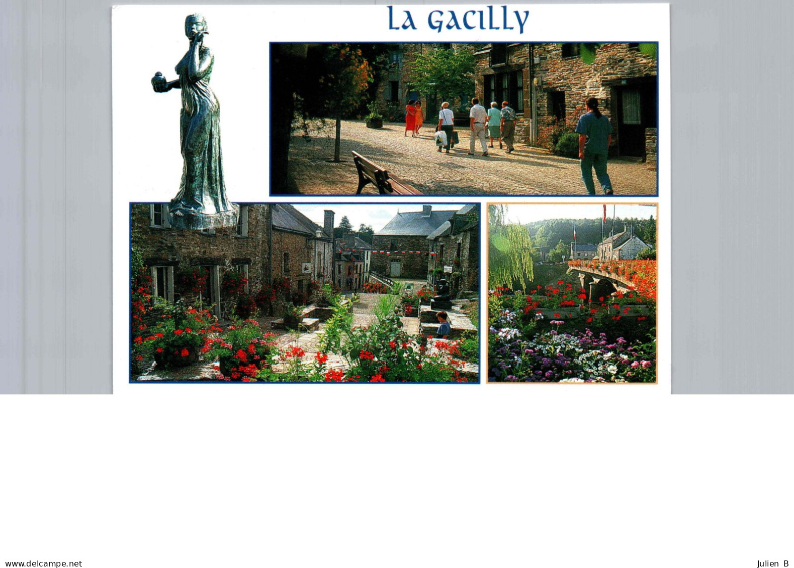 La Gacilly, Staue En Bronze De La Déesse Au Parfum, Le Centre-ville, La Rue La Fayette, Et Le Pont D'Aff - La Gacilly