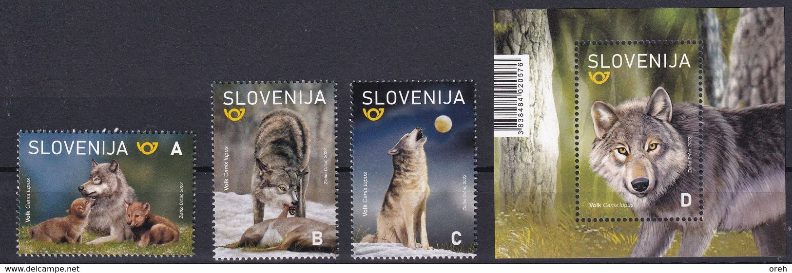 SLOVENIA,SLOWENIEN 2022,FAUNA,WOLF,CANIS LUPUS,MOON,,MNH - Slowenien