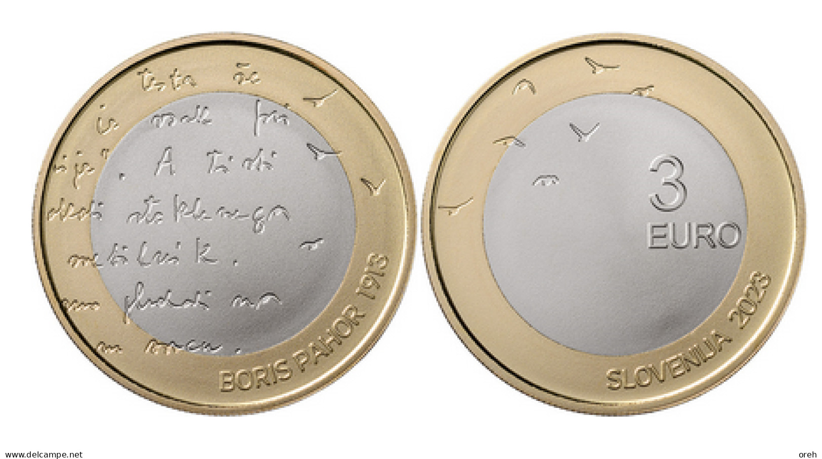 SLOVENIA 2023,3 EURO COIN,BORIS PAHOR,UNC - Eslovenia