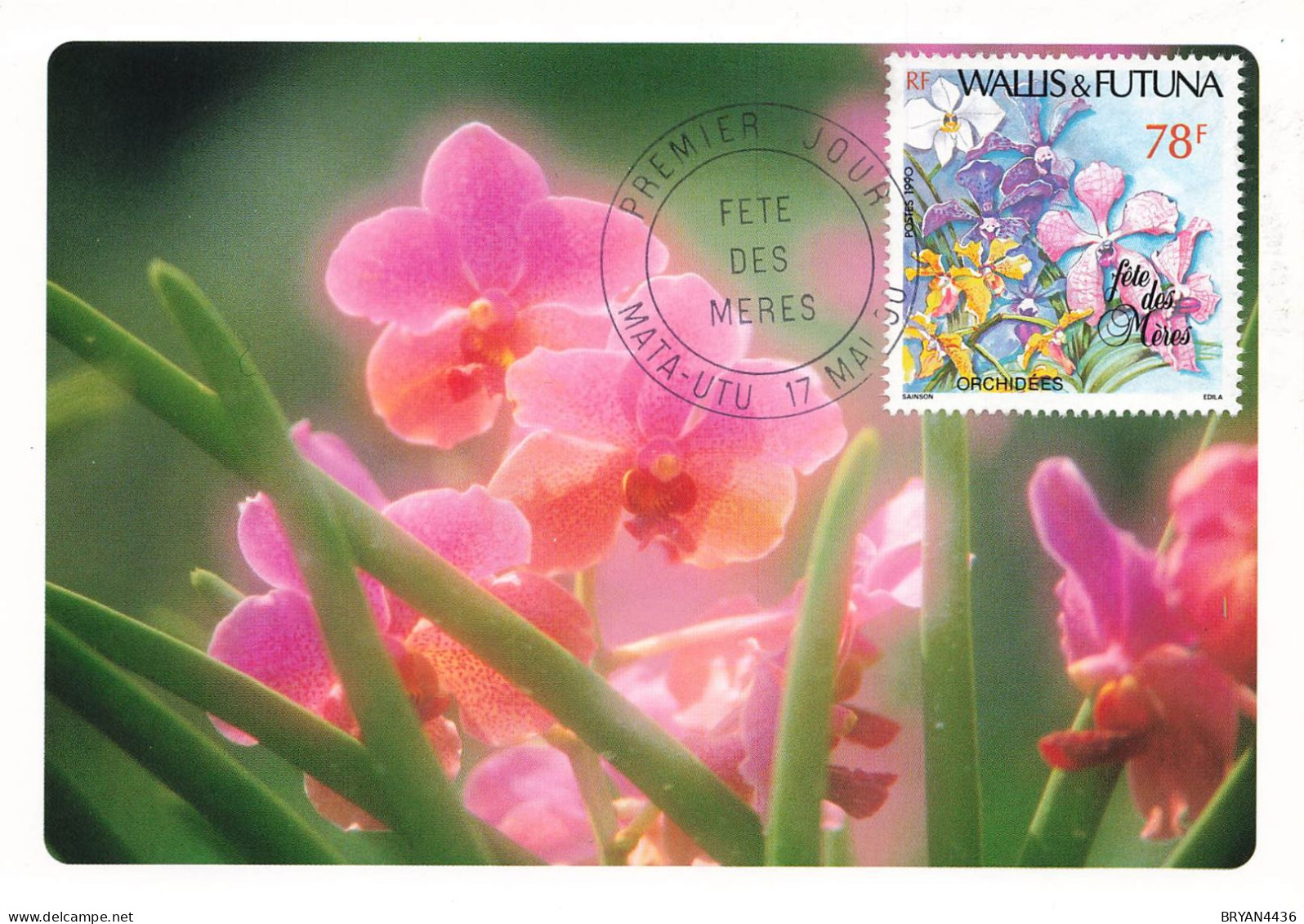 WALLIS & FUTUNA - Les ORCHIDES - CARTE MAXIMUM - Thème; FLEURS - MATA-HUTU - 1990 - TRES BON ETAT - Maximumkaarten