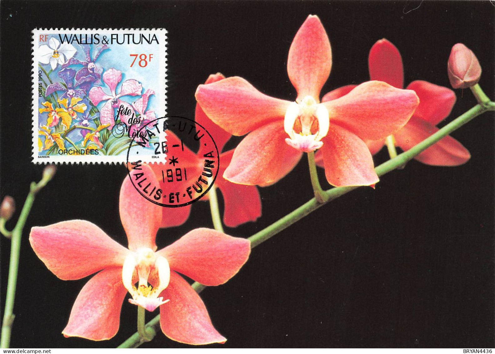 WALLIS & FUTUNA - Les ORCHIDES - CARTE MAXIMUM - Thème; FLEURS - MATA-HUTU - 1990 - TRES BON ETAT - Tarjetas – Máxima