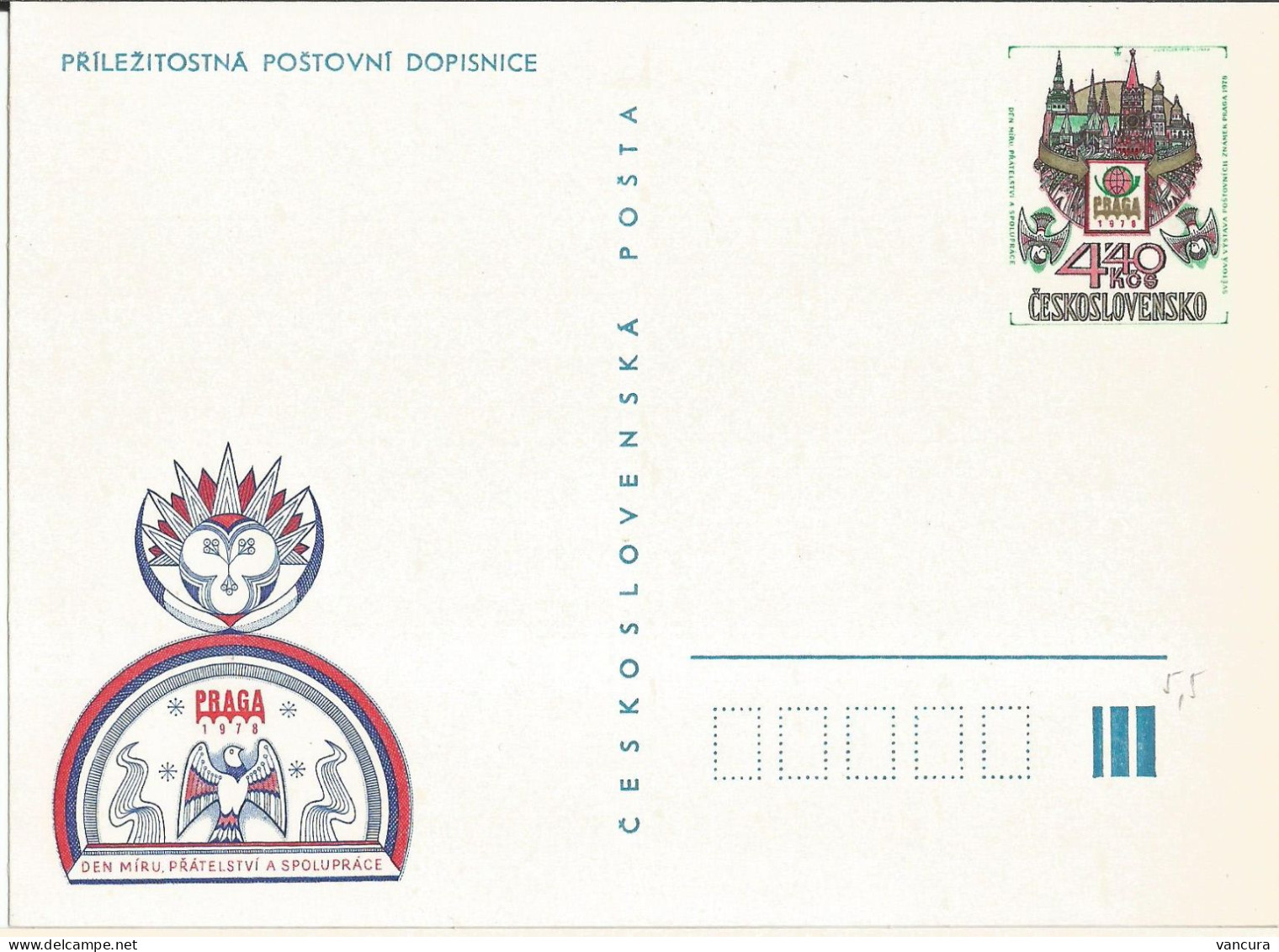 CDV 187 Czechoslovakia Stamp Exhibition Praga Peace, Friendship And Cooperation Day1978 - Esposizioni Filateliche