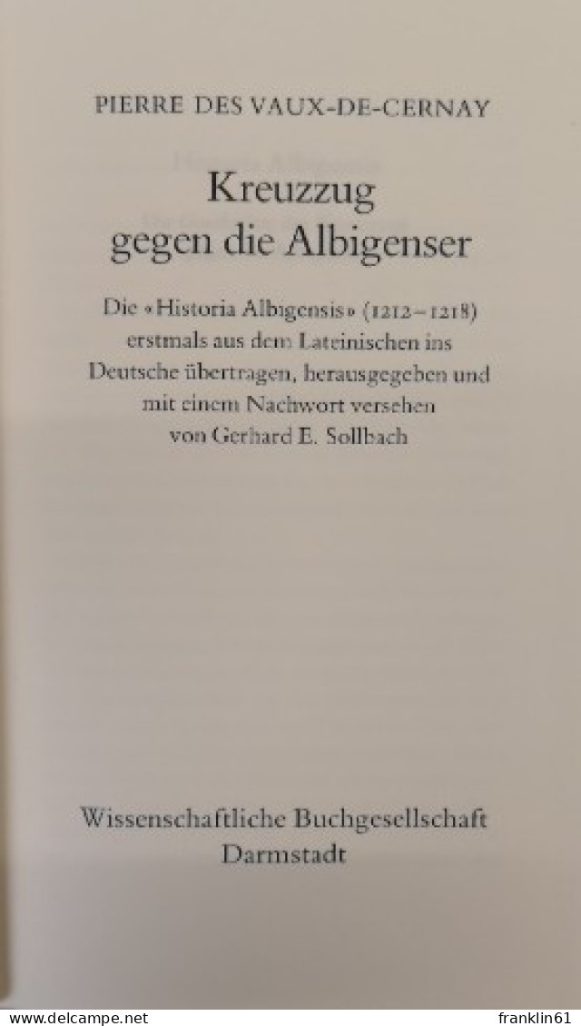 Kreuzzug Gegen Die Albigenser. - 4. 1789-1914