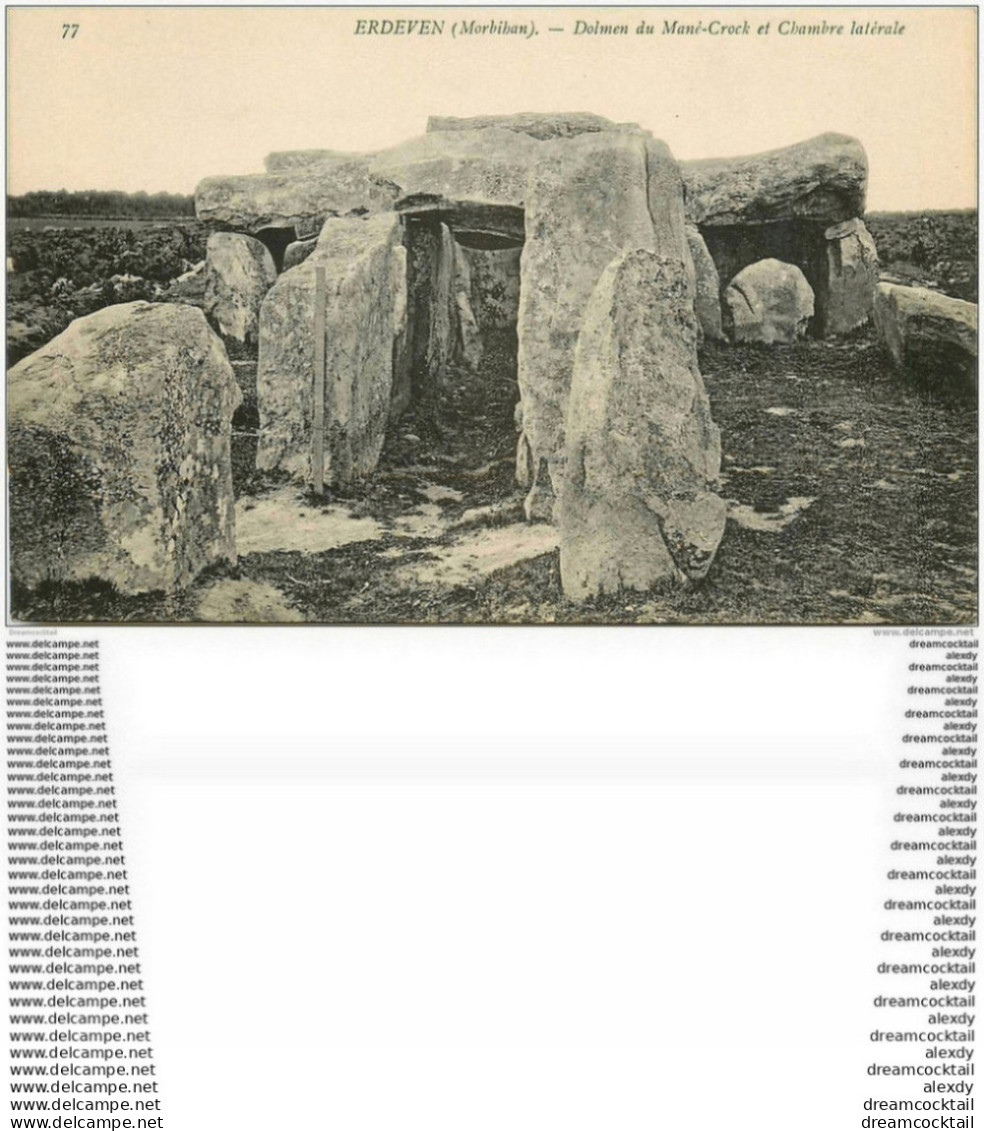 Dolmens Et Menhirs. ERDEVEN. Mané Crock Et Chambre Latérale - Dolmen & Menhirs