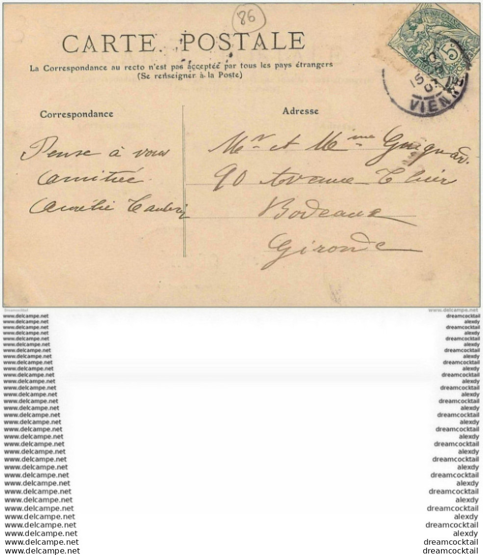 86 COUHE. Multivue En Souvenir 1907 (fine Nervure Coin Droit) - Couhe