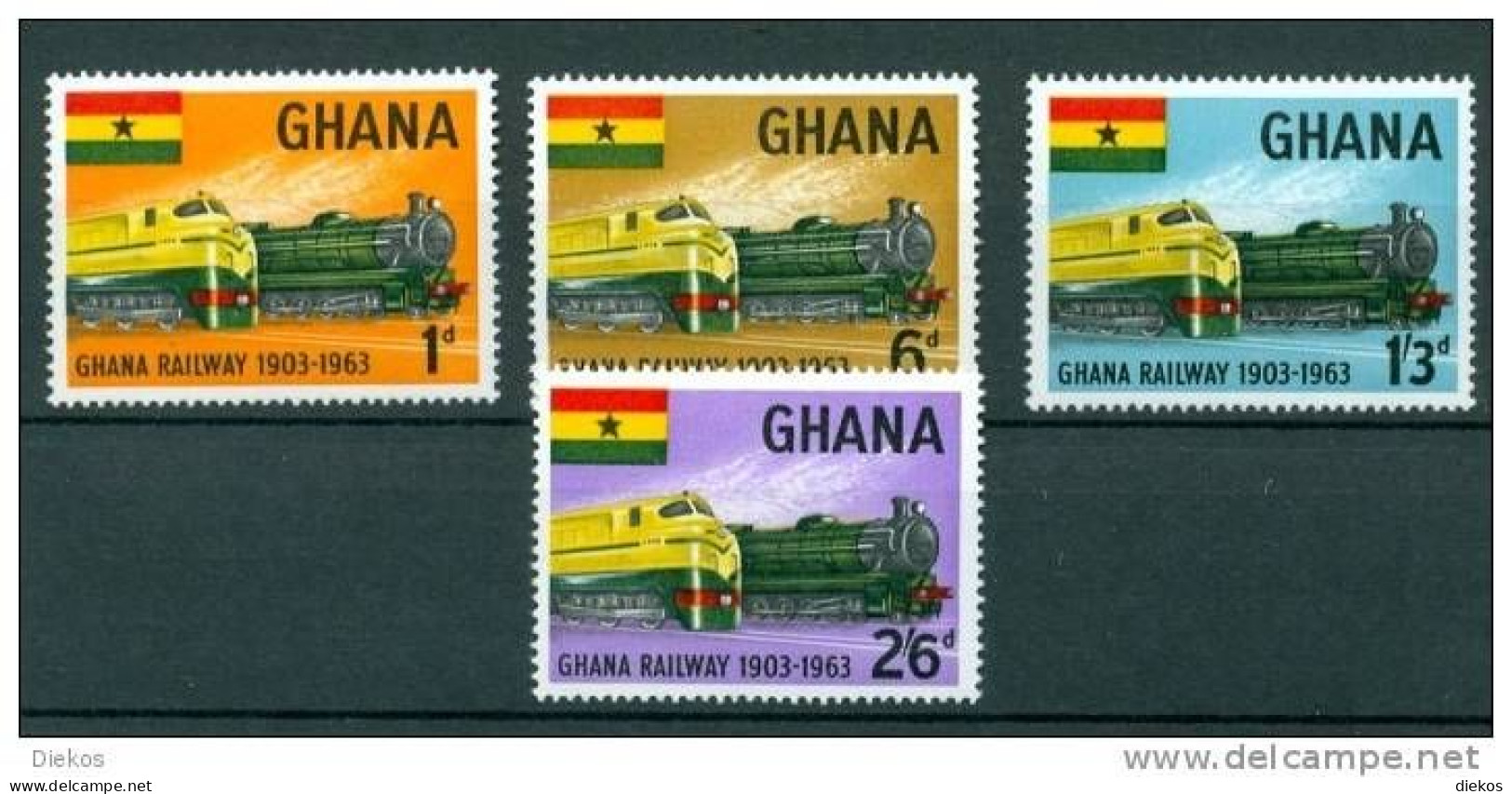 Ghana Eisenbahn, Train, Railway No: 162 - 65  MNH ** Postfrisch #409 - Ghana (1957-...)