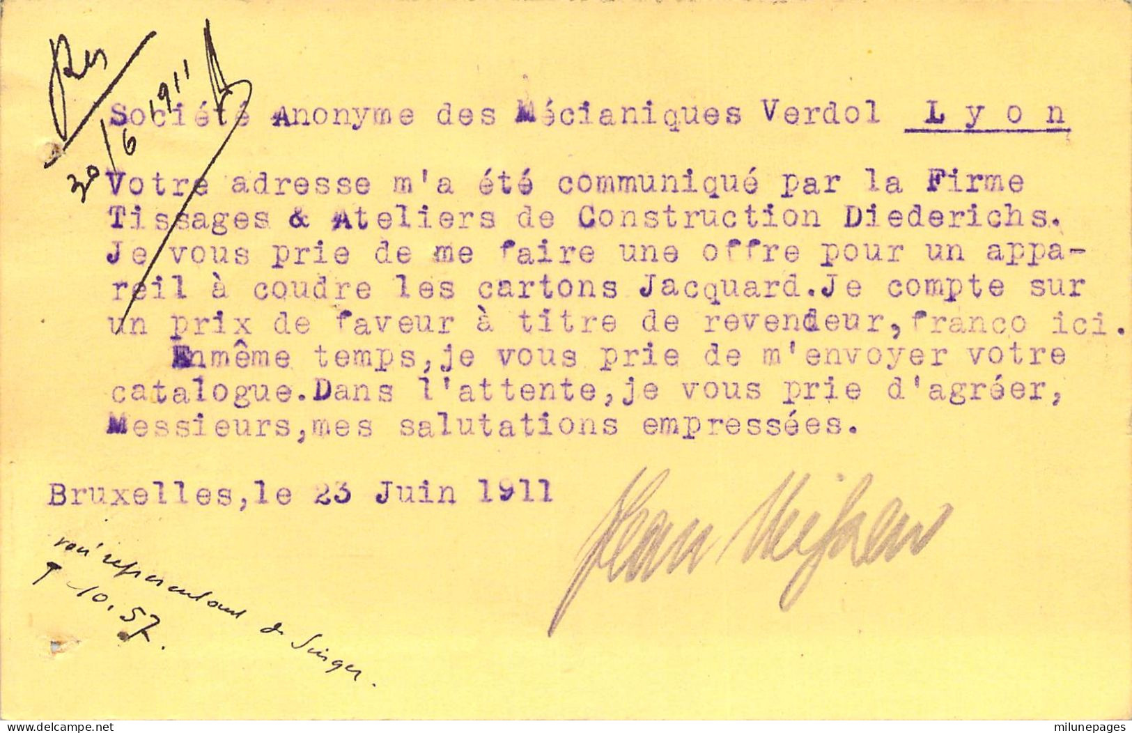 Belgique Belgie Carte Postale Privée Illustrée D'un Appareil De Mesure De L'Ingénieur Jean Niessen De Bruxelles 1911 - Ambachten