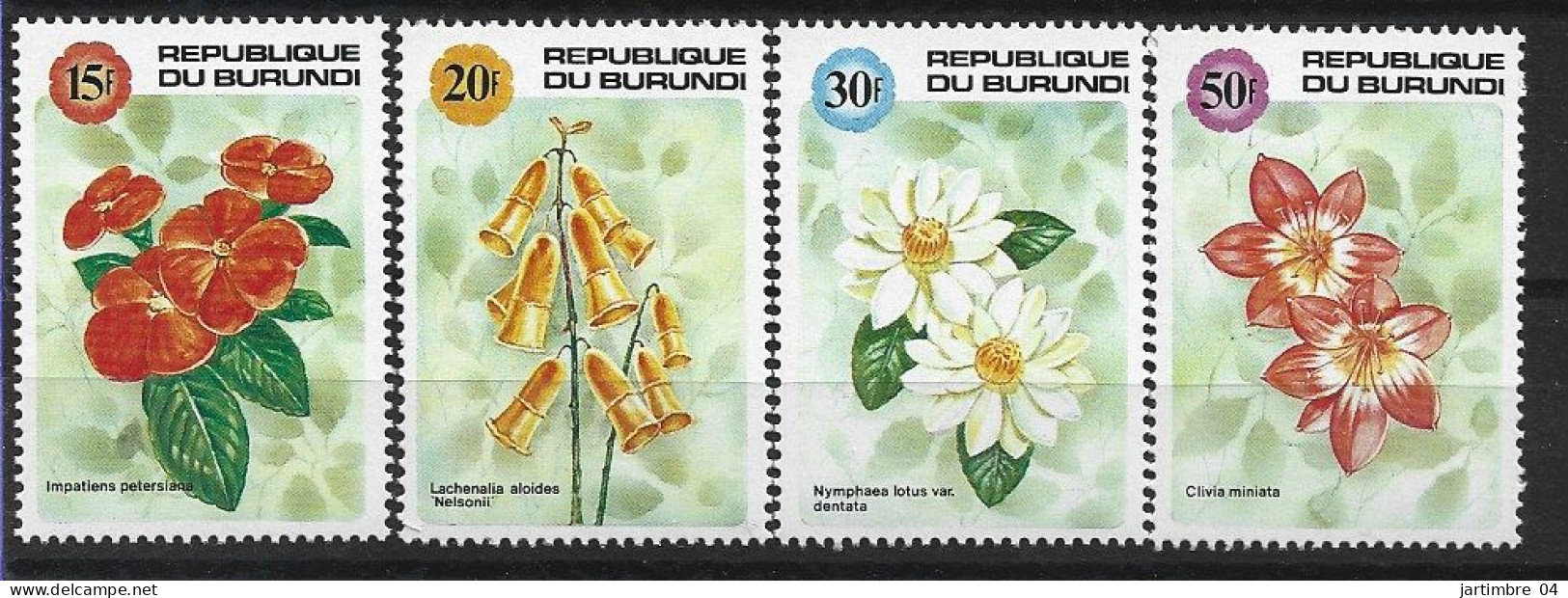 1992 BURUNDI 954-57 + BF 125** Fleurs, Côte 36.00 - Nuevos