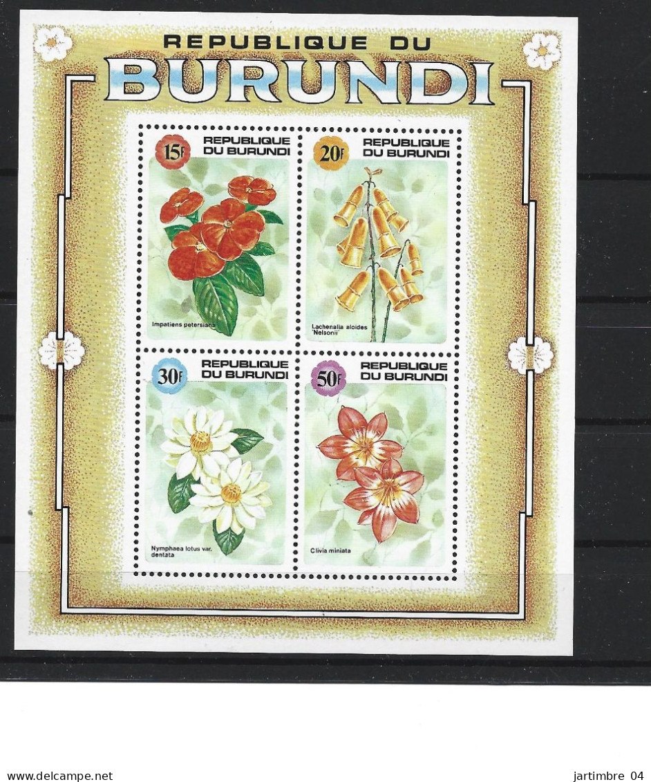 1992 BURUNDI 954-57 + BF 125** Fleurs, Côte 36.00 - Nuevos