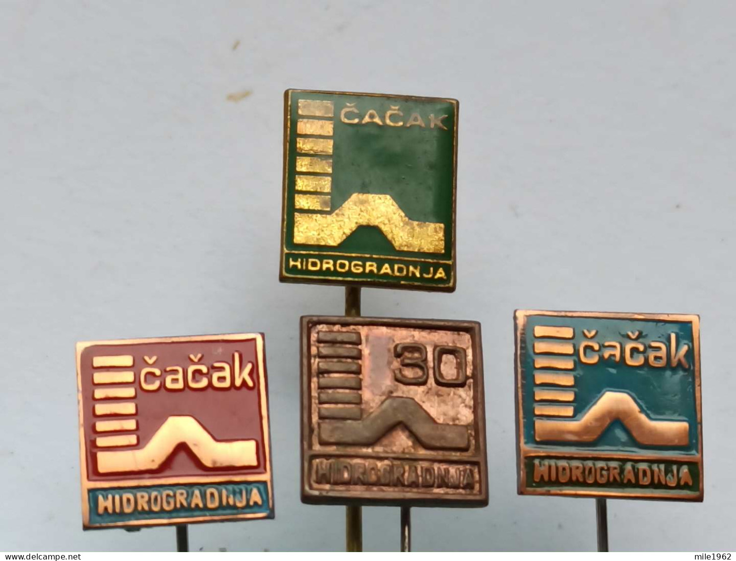 BADGE Z-98-2 - 4 PINS - HIDROGRADNJA CACAK, PIN YUGOSLAVIA, EBAR DIBER, PIN YUGOSLAVIA, Construction Company - Lots