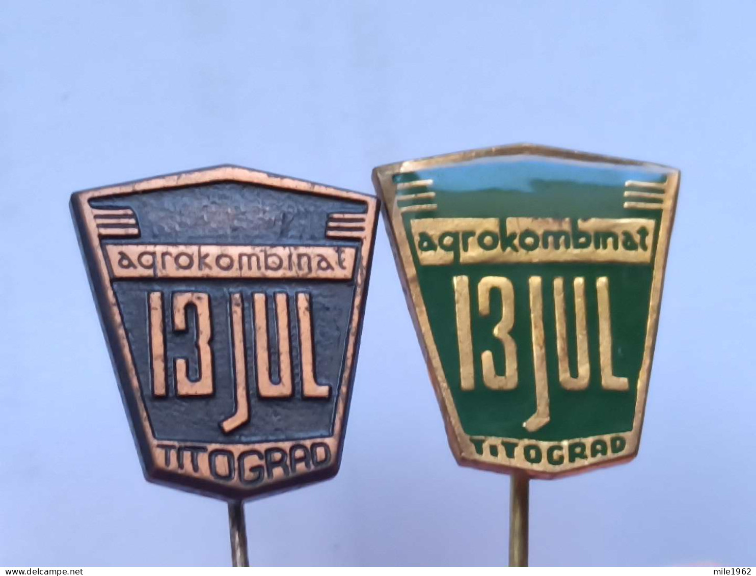 BADGE Z-98-19 - 2 PINS - AGROKOMBINAT 13. JUL TITOGRAD, MONTENEGRO - Sets