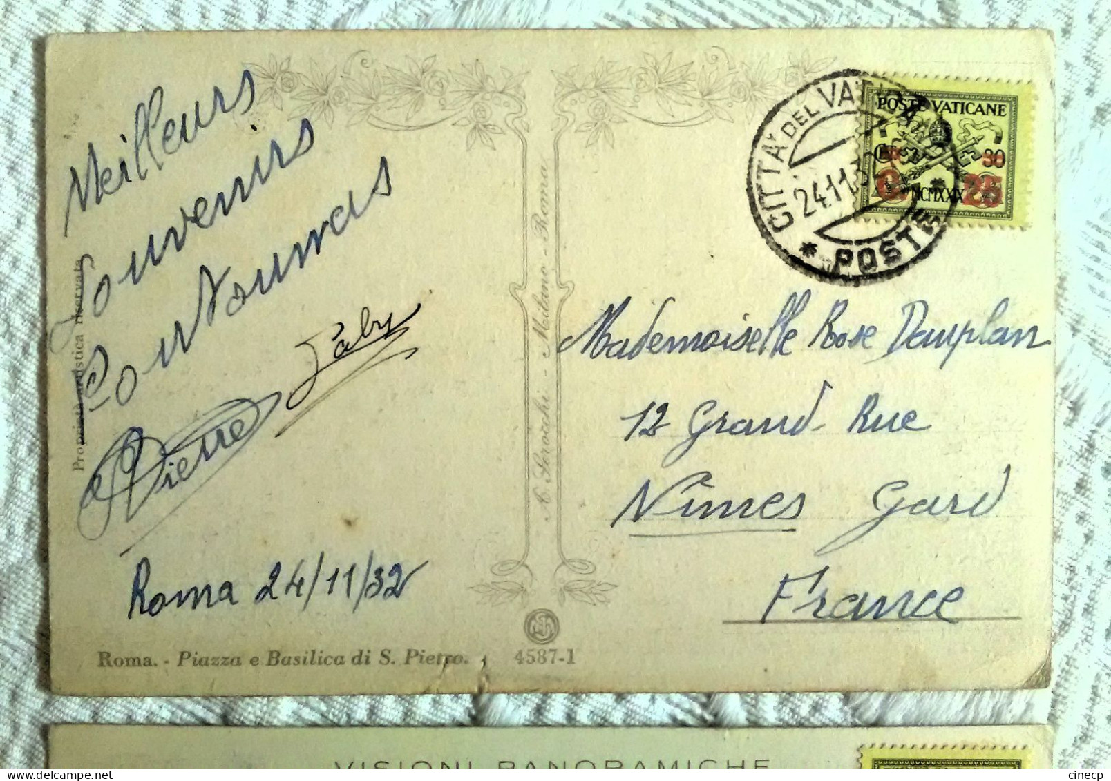 2 CPA VATICAN ROME ITALIE Tàd 1932 1933 Citta Del Vaticano Poste Timbre Ajout Surcharge - Cartas & Documentos