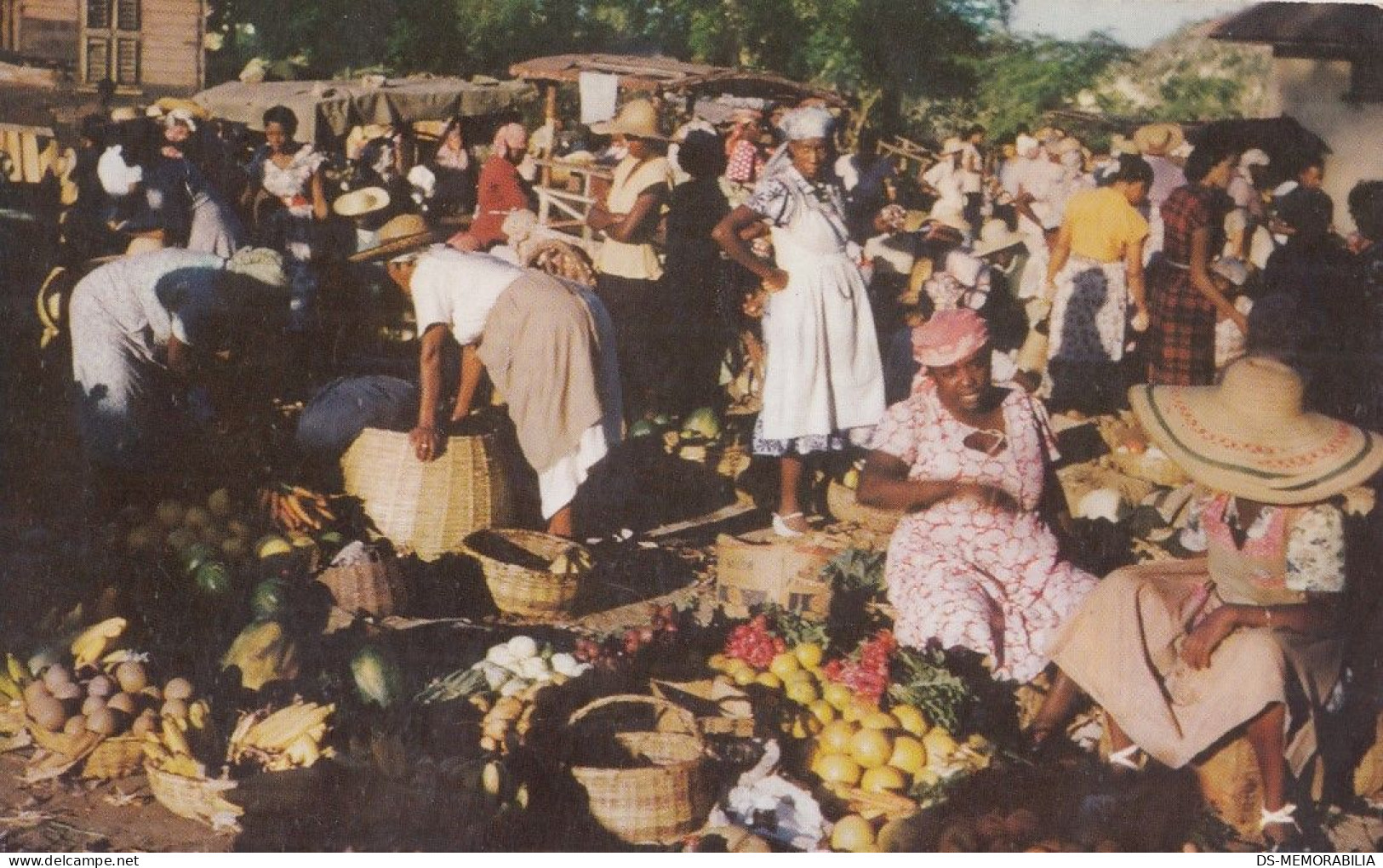 Jamaica Market Scene Old Postcard 1956 - Jamaïque