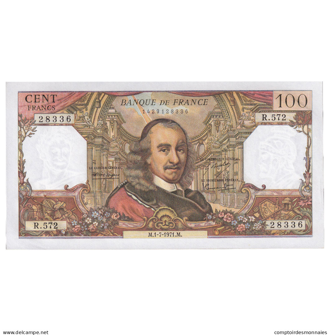 France, 100 Francs, Corneille, 1971, R.572, SPL, Fayette:65.36, KM:149d - 100 F 1964-1979 ''Corneille''