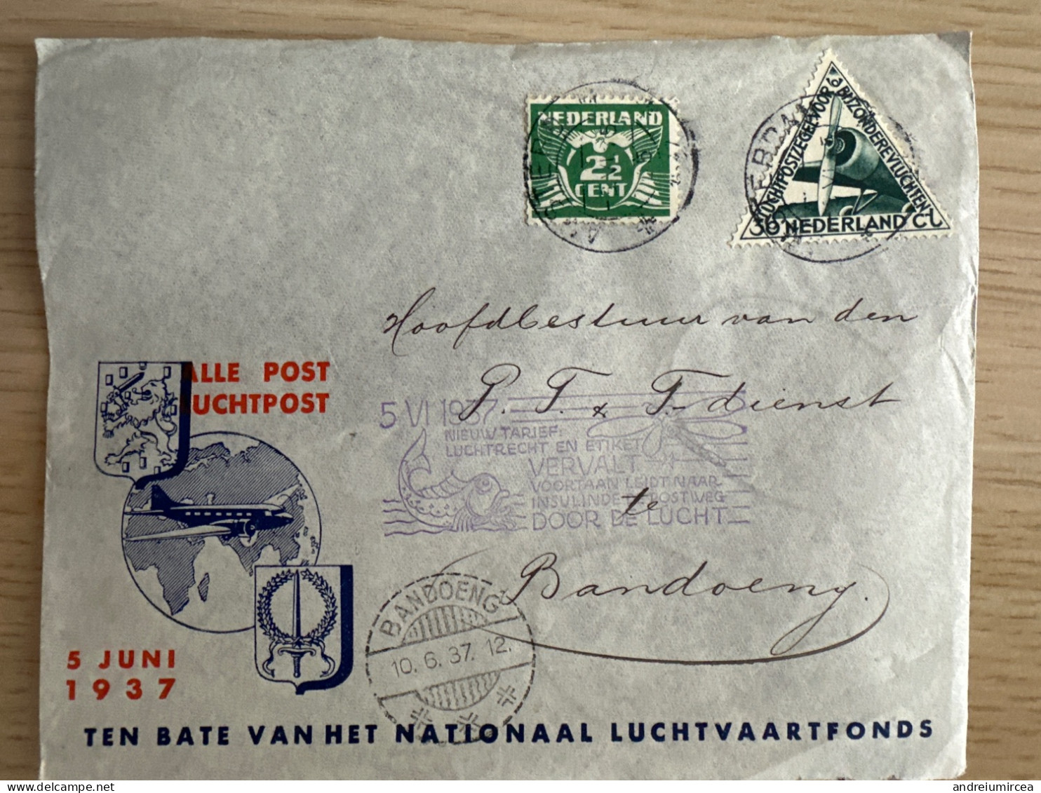 1937 Flight Amsterdam - Bandoeng - Poste Aérienne