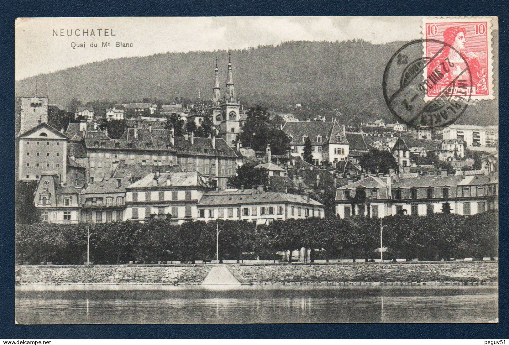 Neuchâtel. Quai Du Mont Blanc. Collégiale Notre-Dame. 1908 - Neuchâtel