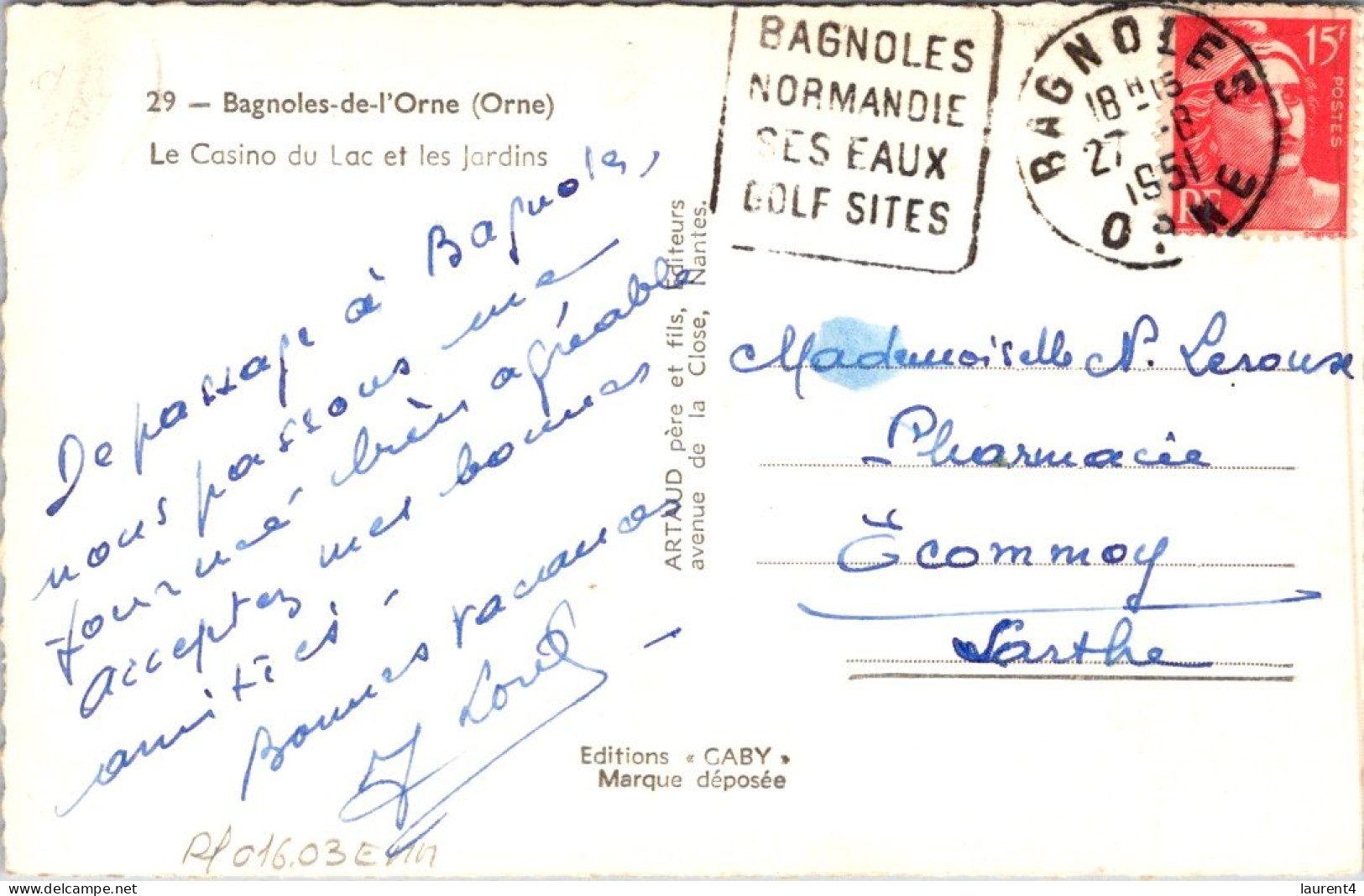 25-11-2023 (3 V 22) (older) France - Casino De Bagnoles De L'Orne (posted 1951) - Casinos