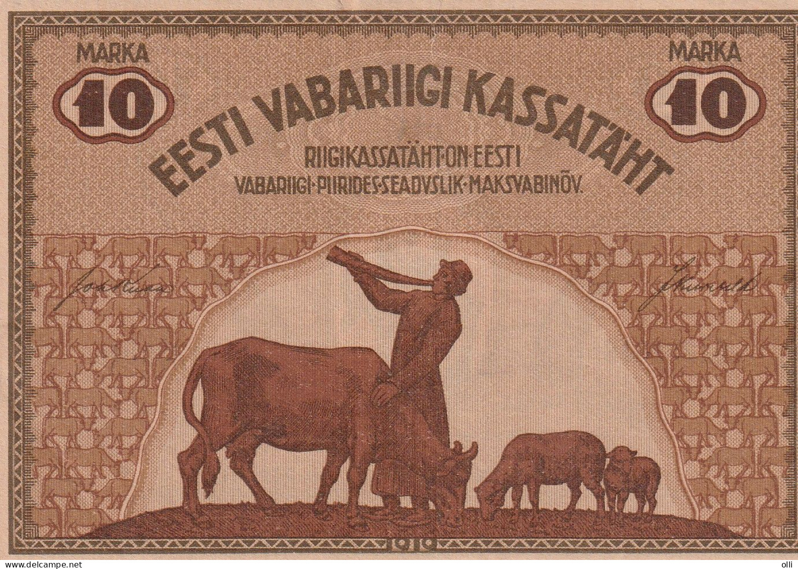 Estonia. 10 Marka  ND/1919. P-46 AU - Estland
