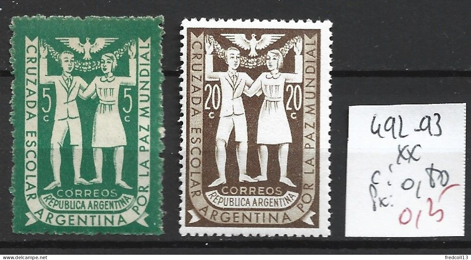 ARGENTINE 492-93 ** Côte 0.80€ - Neufs