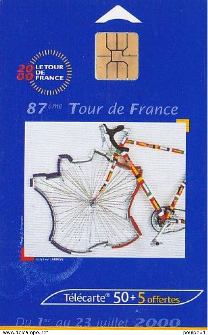 F1062  06/2000 - TOUR DE FRANCE 2000  - 50 + 5 SO3 - (verso : N° Petits Fond Noir - Deux Lignes Alignées) - 2000