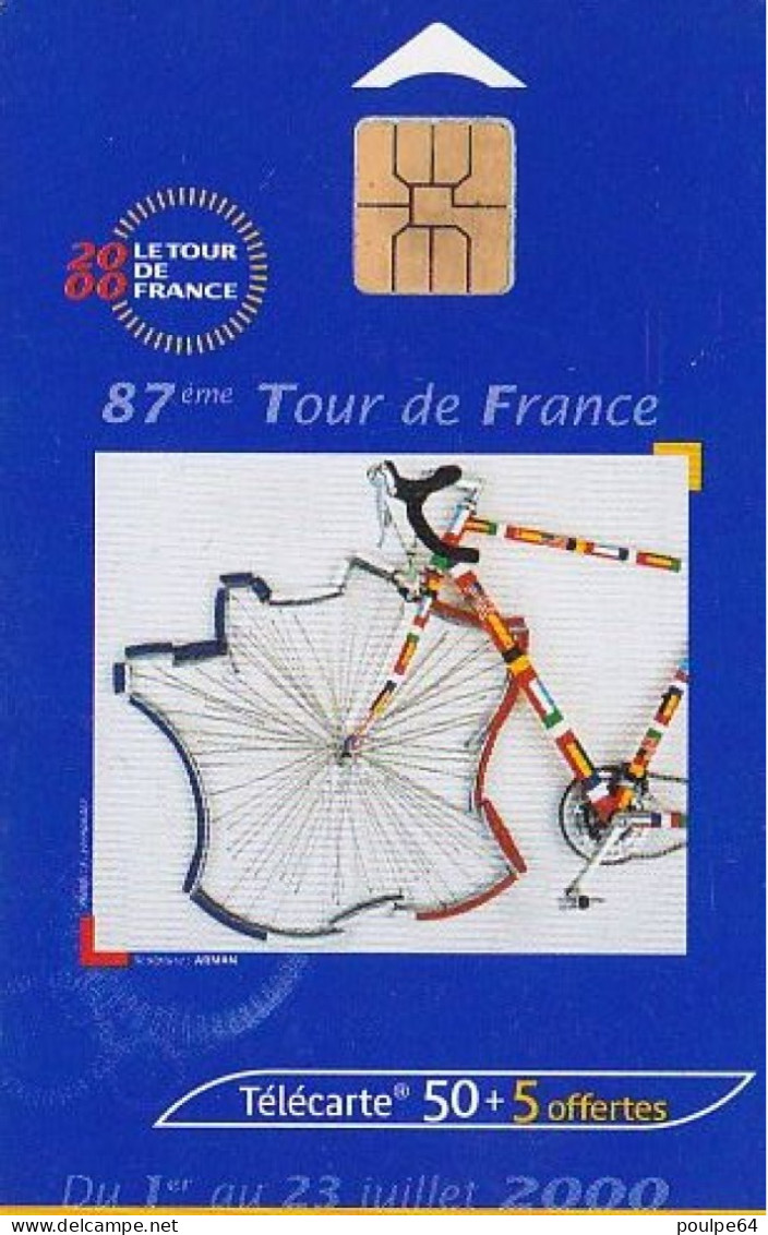 F1062  06/2000 - TOUR DE FRANCE 2000  - 50 + 5 SO3 - (verso : N° Gros Fond Noir - Deux Lignes Alignées) - 2000