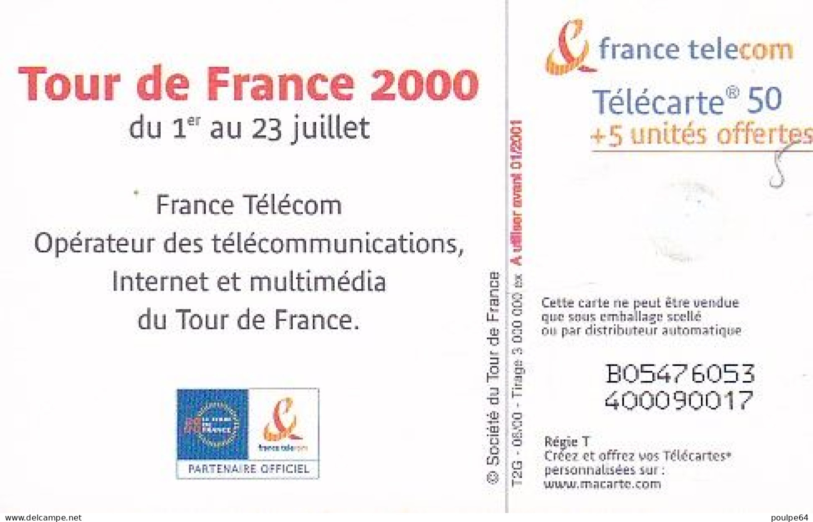 F1062B  06/2000 - TOUR DE FRANCE 2000  - 50 + 5 GEM2 - 2000