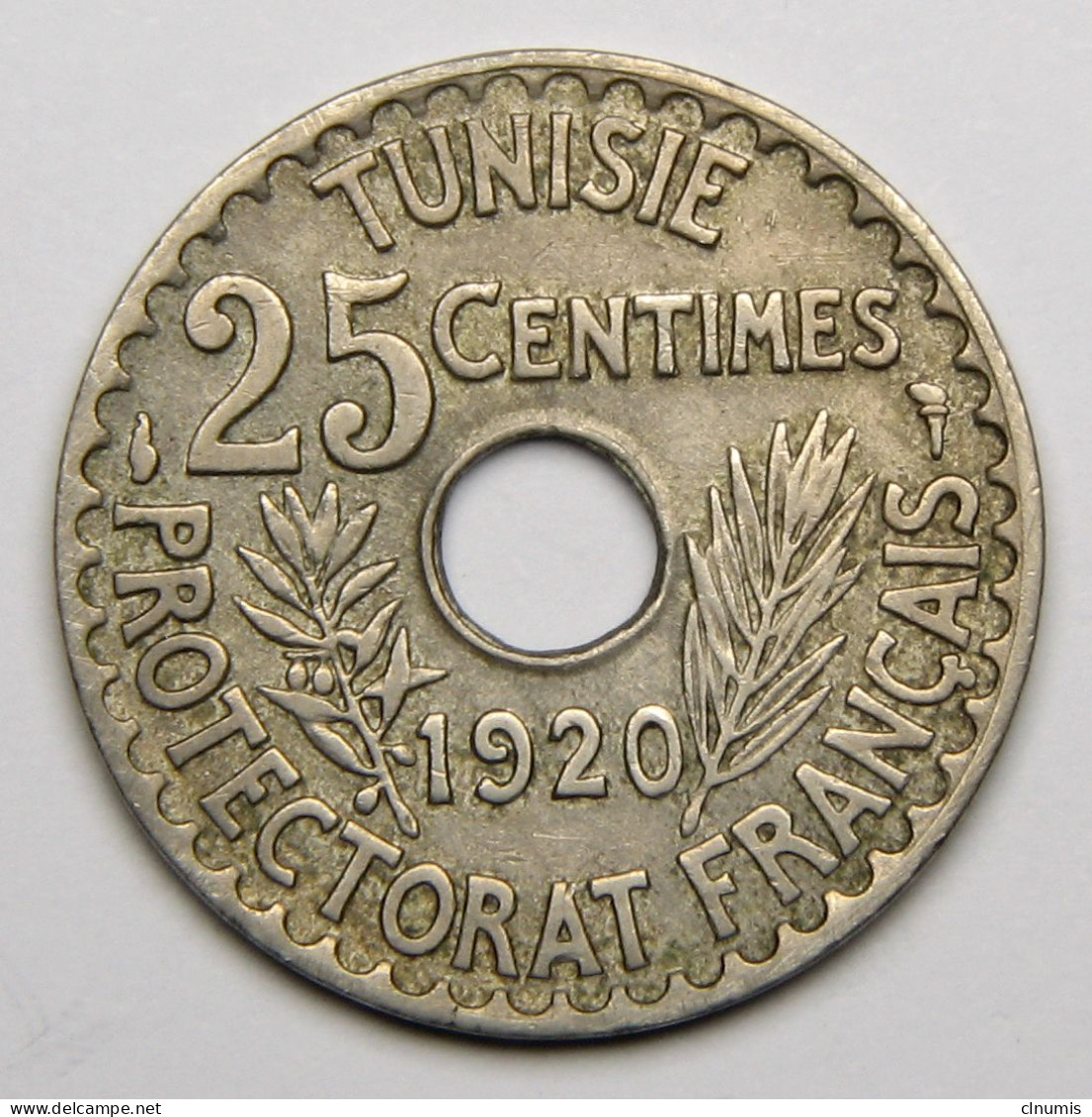 Tunisie, 25 Centimes En-Naceur, 1920, Cupro-nickel - Tunesien