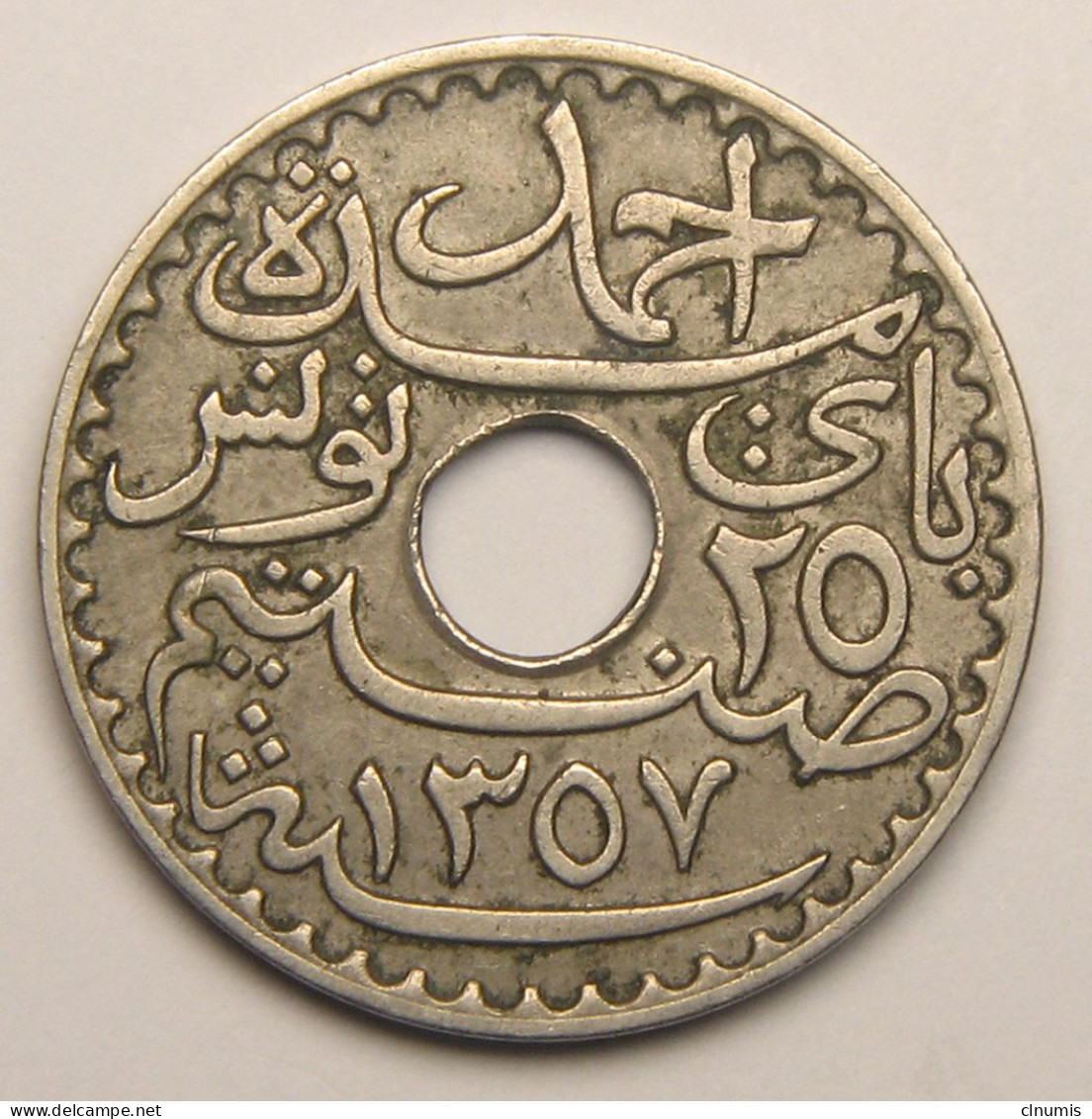 Tunisie, Protectorat Français : 25 Centimes Ahmed, 1938, Bronze-nickel - Tunisia