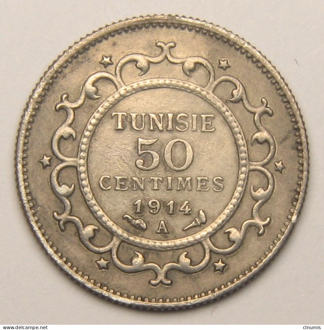 Tunisie, Protectorat Français, 50 Centimes En-Naceur, 1914, Argent - Tunisie