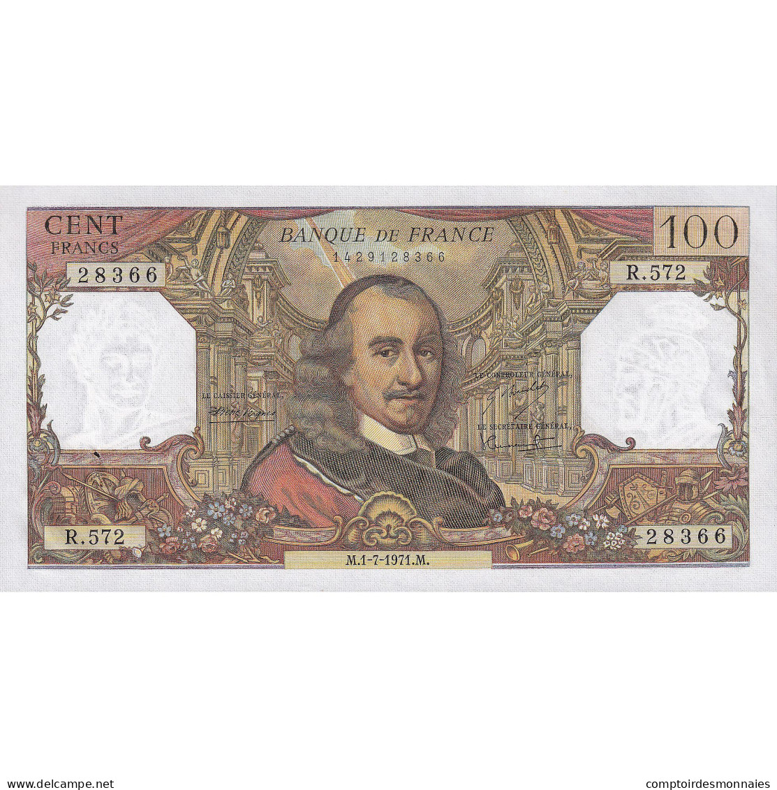 France, 100 Francs, Corneille, 1971, R.572, SUP, Fayette:65.36, KM:149d - 100 F 1964-1979 ''Corneille''