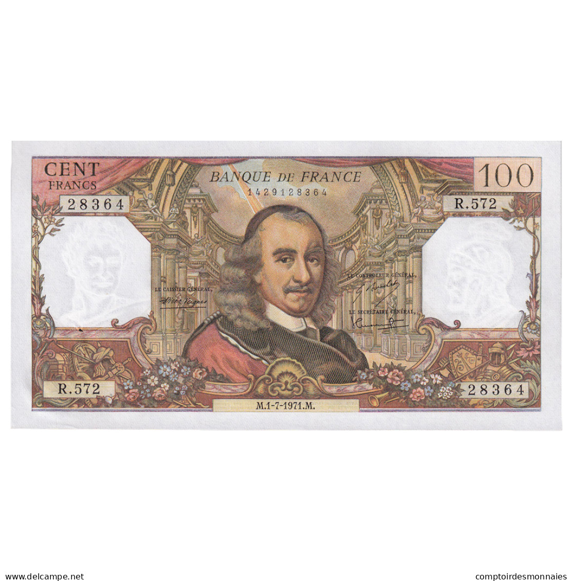 France, 100 Francs, Corneille, 1971, R.572, SPL, Fayette:65.36, KM:149d - 100 F 1964-1979 ''Corneille''