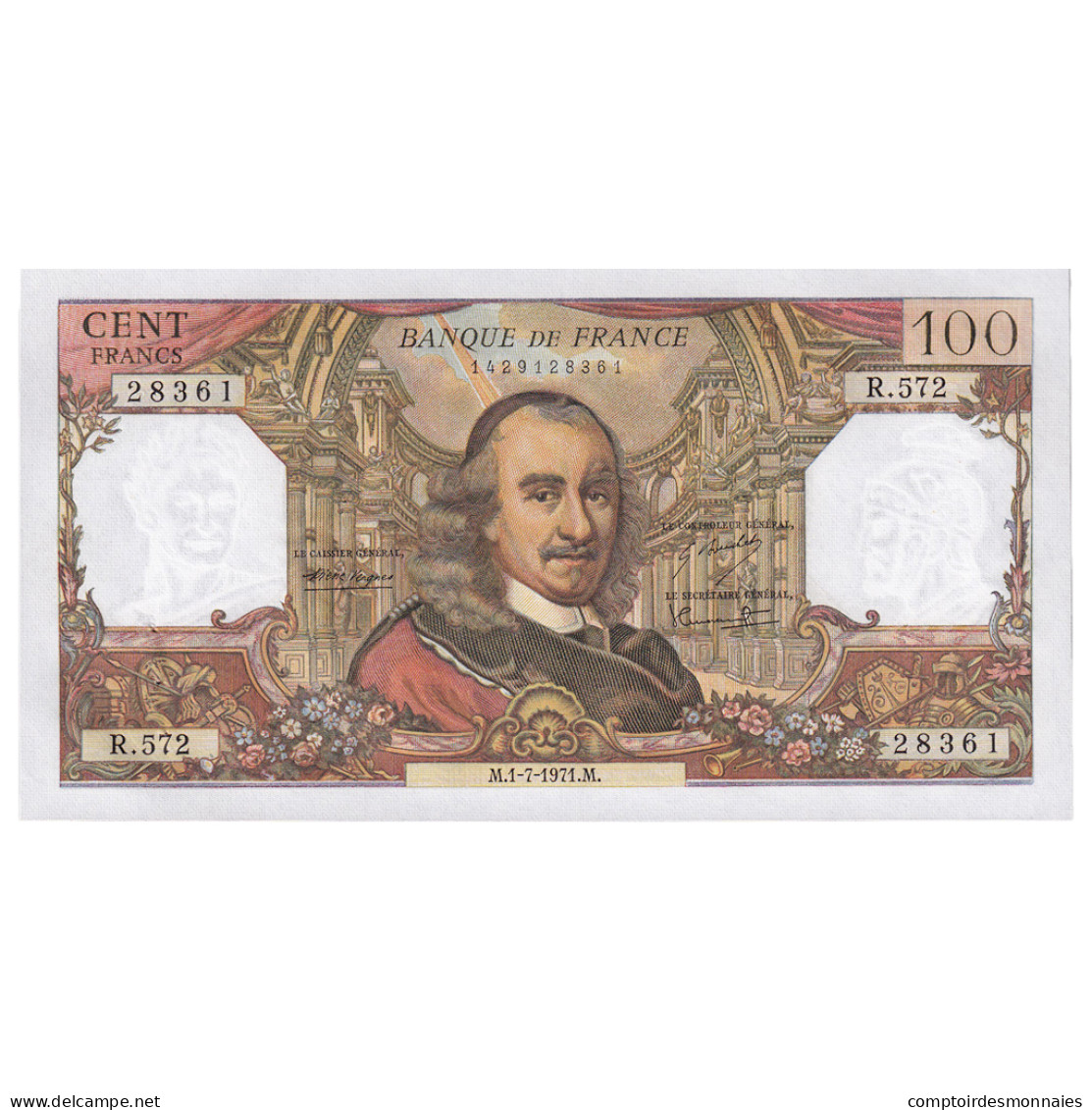 France, 100 Francs, Corneille, 1971, R.572, SPL, Fayette:65.36, KM:149d - 100 F 1964-1979 ''Corneille''