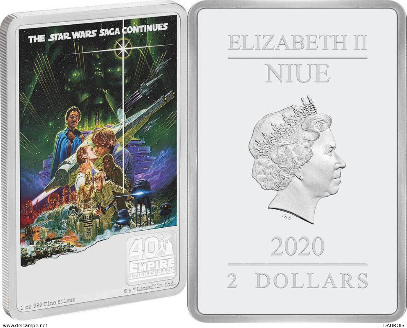 THE EMPIRE STRIKES BACK 2020 N° 2 - 1 OZ STAR WARS - 40TH ANNIVERSARY - Niue