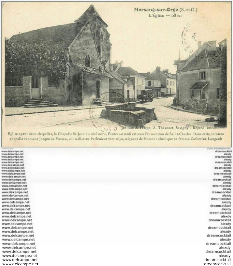 91 MORSANG SUR ORGE. L'Eglise Et Attelage Vendeur Ambulant 1916 - Morsang Sur Orge